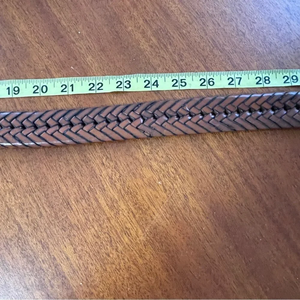PGA Tour Men's Top Grain Leather Woven Braided Belt Brown Cognac Size 40